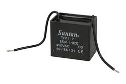 Kondensator; silnikowy (rozruchowy); TS11-7 450VAC 15uF; 15uF; 450V AC; 33x44x48mm; z przewodami; Suntan; RoHS