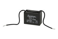 Kondensator; silnikowy (rozruchowy); TS11-7 450VAC 7uF; 7uF; 450V AC; 23x35x47mm; z przewodami; Suntan; RoHS