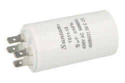 Capacitor; motor; TS11-12-5u/450/10%; 5uF; 450V; fi 35x65mm; 6,3mm connectors; Suntan; RoHS Capacitor; motor; TS11-12-5u/450/10%; 5uF; 450V; fi 35x65mm; 6,3mm connectors; Suntan; RoHS