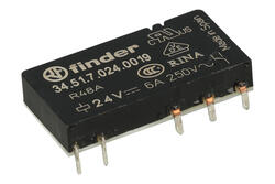 Relay; electromagnetic miniature; 34.51.7.024.0019; 24V; DC; SPDT; 6A; 250V AC; PCB trough hole; for socket; Finder; RoHS