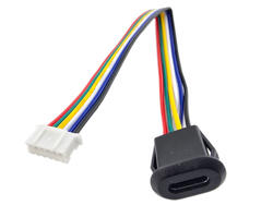 Gniazdo; USB C; A-G-USB C-6P; czarny; zatrzaskowe; poziome; zatrzaskowe; z przewodem 0,2m; RoHS