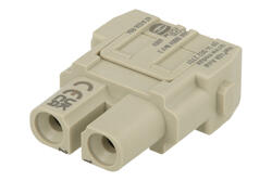 Gniazdo; Han Modular; 09140022701; 2 tory; 40A; poliwęglan; proste; śrubowy; 40A; 1kV; szary; srebrzone; 2,5÷8mm2; Harting; RoHS