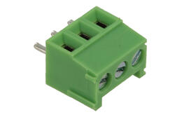 Łączówka; XY302V-03P 3.5mm; 3 tory; R=3,50mm; 9,2mm; 9A; 130V; przewlekany (THT); proste; otwór kwadratowy; śruba prosta; śrubowy; poziomy; 0,75mm2; zielony; Xinya; RoHS