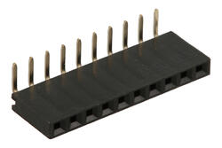 Socket; pin; PLS10R; 2,54mm; black; 1x10; angled 90°; 8,5mm; 1,8mm; through hole; gold plated; RoHS Socket; pin; PLS10R; 2,54mm; black; 1x10; angled 90°; 8,5mm; 1,8mm; through hole; gold plated; RoHS