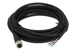 Gniazdo z przewodem; KLS15-M12A-P20-05-PUR-L5.0M-B-U; M12-5p; 5 torów; kątowe 90°; z przewodem 5m; 0,34mm2; czarny; IP67; 4A; 250V; KLS; RoHS