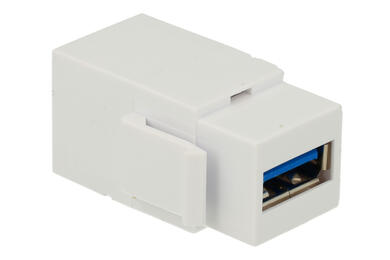 Adapter socket / socket; Keystone; 2963-2; USB type A 3.0; for panel; latch; straight; white; RoHS Adapter socket / socket; Keystone; 2963-2; USB type A 3.0; for panel; latch; straight; white; RoHS