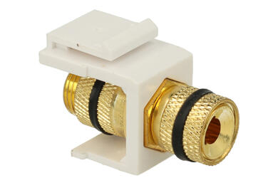 Adapter socket / socket; Keystone; 2960-2; banana socked 4m-black; for cable; latch; straight; white; RoHS