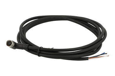 Gniazdo z przewodem; KLS15-M8A-TR4-04-PUR-L2.0M-B-U; M8-4p; 4 tory; kątowe 90°; z przewodem 2m; 0,25mm2; 6mm; czarny; IP67; 3A; 60V; KLS; RoHS