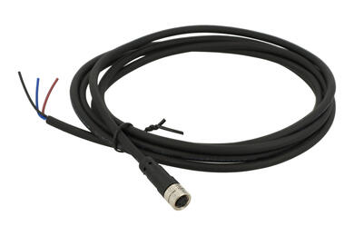 Gniazdo z przewodem; KLS15-M8A-P10-04-PUR-L2.0M-B-U; M8-4p; 4 tory; proste; z przewodem 2m; 0,25mm2; 6mm; czarny; IP67; 3A; 60V; KLS; RoHS