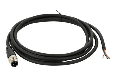 Wtyk z przewodem; KLS15-M12A-P17-04-PUR-L2.0M-B-U; M12-4p; 4 tory; proste; z przewodem 2m; 0,34mm2; 6mm; czarny; IP67; 4A; 250V; KLS; RoHS