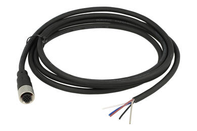 Gniazdo z przewodem; KLS15-M12A-P18-05-PUR-L2.0M-B-U; M12-5p; 5 torów; proste; z przewodem 2m; 0,34mm2; 6mm; czarny; IP67; 4A; 250V; KLS; RoHS