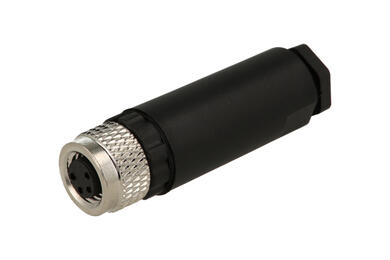 Gniazdo; KLS15-M8A-P204; M8-4p; 4 tory; proste; śrubowy; 0,25mm2; na przewód; czarny; IP67; 4A; 60V; KLS; RoHS