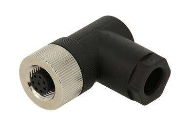 Socket; KLS15-M12 A-TR208-PG9; M12-8p; 8 ways; angled 90°; screw; 0,25mm2; for cable; black; IP67; 4A; 60V; KLS; RoHS