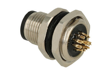 Gniazdo; KLS15-M12A-B212; M12-12p; 12 torów; proste; lutowany; 0,34mm2; 12mm; na panel; wkręcane (M16x1,5); czarny; IP67; 4A; 60V; KLS; RoHS