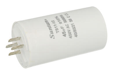 Capacitor; motor; TS11-12 4 450V 45uF; 45uF; 450V; fi 50x90mm; 6,3mm connectors; Suntan; RoHS