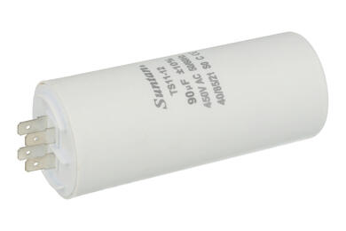 Kondensator; silnikowy (rozruchowy); TS11-12 4 450V 90uF; 90uF; 450V; fi 50x123mm; konektory 6,3mm; Suntan; RoHS