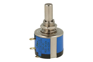 Potentiometer; helipot; shaft; multi turns; TSR-01-502R, 5Kohm; 5kohm; linear; 5%; 2W; axis diam.6,00mm; 20,6mm; metal; smooth; 10; wire-wound; solder; Suntan; RoHS