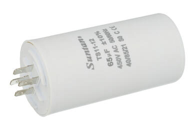 Capacitor; motor; TS11-12 4 450V 65uF; 65uF; 450V; fi 50x105mm; 6,3mm connectors; Suntan; RoHS