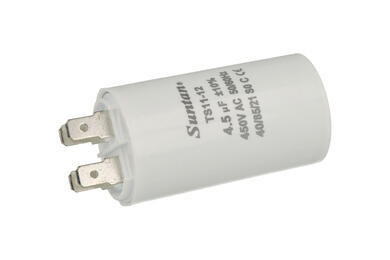 Kondensator; silnikowy (rozruchowy); TS11-12 4 450V 4,5uF; 4,5uF; 450V; fi 35x65mm; konektory 6,3mm; Suntan; RoHS Kondensator; silnikowy (rozruchowy); TS11-12 4 450V 4,5uF; 4,5uF; 450V; fi 35x65mm; konektory 6,3mm; Suntan; RoHS