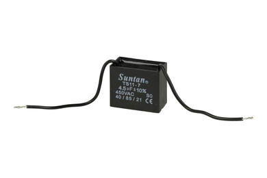 Capacitor; motor; TS11-7 450VAC 4.5uF; 4,5uF; 450V AC; 22x32x38mm; with cables; Suntan; RoHS