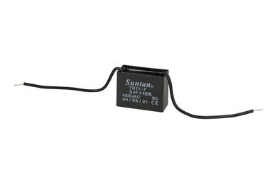 Capacitor; motor; TS11-7 450VAC 3uF; 3uF; 450V AC; 18,5x29x38mm; with cables; Suntan; RoHS