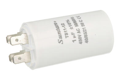 Capacitor; motor; TS11-12 4 450V 1uF; 1uF; 450V; fi 35x65mm; 6,3mm connectors; Suntan; RoHS