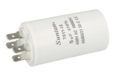 Capacitor; motor; TS11-12-5u/450/10%; 5uF; 450V; fi 35x65mm; 6,3mm connectors; Suntan; RoHS
