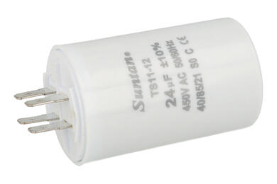 Capacitor; motor; TS11-12 4 450V 24uF; 24uF; 450V; fi 40x65mm; 6,3mm connectors; Suntan; RoHS