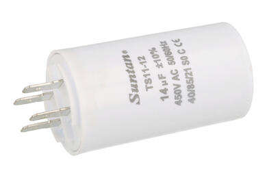 Capacitor; motor; TS11-12 4 450V 14uF; 14uF; 450V; fi 35x65mm; 6,3mm connectors; Suntan; RoHS