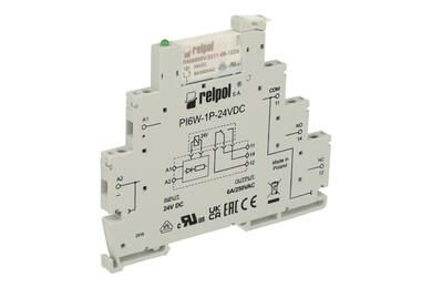 Relay; instalation; interface; PIR6W-1P-24VDC; 24V; DC; SPDT; 6A; 230V AC; 6A; 24V DC; DIN rail type; Relpol; RoHS; CE