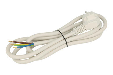Kabel; zasilający; H05VV-F WP5; wtyk sieciowy CEE 7/7 kątowy; przewody; 2m; biały; 3 żyły; 2,50mm2; Metpol; okrągły Kabel; zasilający; H05VV-F WP5; wtyk sieciowy CEE 7/7 kątowy; przewody; 2m; biały; 3 żyły; 2,50mm2; Metpol; okrągły