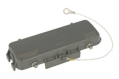 Protective cover; Han A; 09300245425; 24B; metal; for double locking levers; grey; IP65; Harting; RoHS