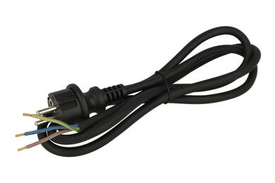 Cable; power supply; H05RR-3x1,5mm2 1,5m; CEE 7/7 straight plug; wires; 1,5m; black; 3 cores; 1,50mm2; Metpol; rubber; round; stranded; Cu; RoHS