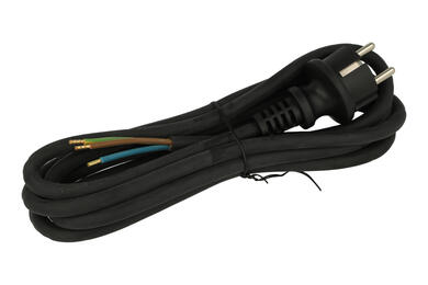 Kabel; zasilający; H05RR-3x1,5mm2 3m; wtyk sieciowy CEE 7/7 prosty; przewody; 3m; czarny; 3 żyły; 1,50mm2; Metpol; guma; okrągły; linka; Cu; RoHS