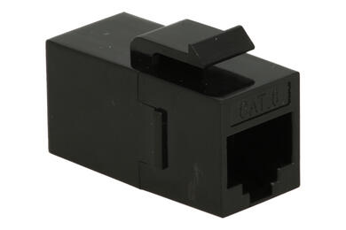 Adapter socket / socket; Keystone; 2134-1; RJ45 cat 6; for panel; latch; straight; black; RoHS Adapter socket / socket; Keystone; 2134-1; RJ45 cat 6; for panel; latch; straight; black; RoHS