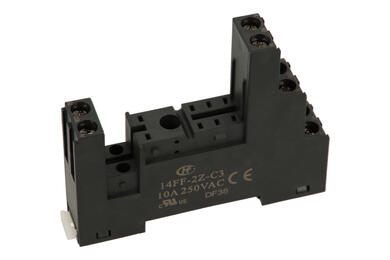 Relay socket; 14FF-2Z-C3; DIN rail type; black; Hongfa; RoHS; Compatible with relays: 40.52; 40.61; HF115; RM84; RM85
