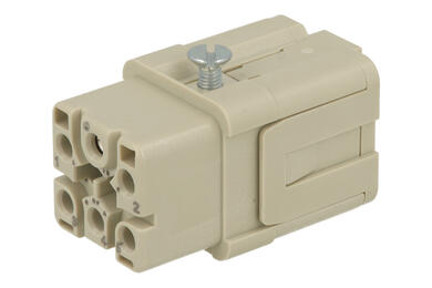 Socket; HAN Q; 09120055101; 5 ways; 3A; polycarbonate; straight; screwless; 16A; 230V; grey; silver plated; 0,5÷2,5mm2; Harting; RoHS Socket; HAN Q; 09120055101; 5 ways; 3A; polycarbonate; straight; screwless; 16A; 230V; grey; silver plated; 0,5÷2,5mm2; Harting; RoHS