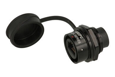 Socket; RJ45; SA2412/SRJ45B; for panel; straight; black; screwed; IP67; metal; Weipu; RoHS