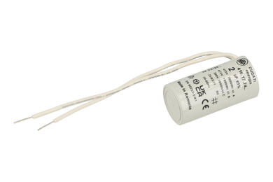 Kondensator; silnikowy (rozruchowy); 416177406; 2uF; 475V; fi 25x50mm; z przewodami; Ducati; RoHS