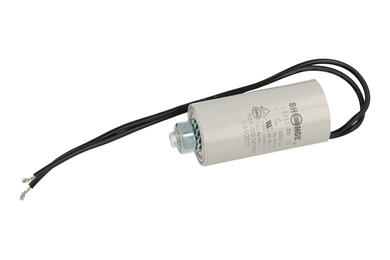 Kondensator; silnikowy (rozruchowy); CBB60 1uF/450V; 1uF; 450V AC; fi 28x55mm; z przewodami; śruba z nakrętką; Shenge; RoHS