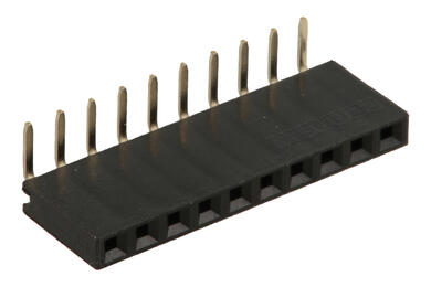Socket; pin; PLS10R; 2,54mm; black; 1x10; angled 90°; 8,5mm; 1,8mm; through hole; gold plated; RoHS