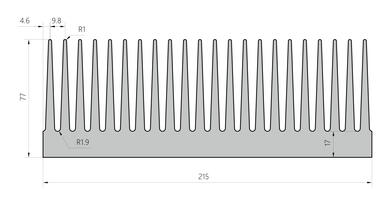 Radiator; PR375/20; naturalny; 200mm; żebrowany; 0,52K/W; 215mm; 77mm; Alutronic Radiator; PR375/20; naturalny; 200mm; żebrowany; 0,52K/W; 215mm; 77mm; Alutronic