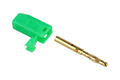 Banana plug; 2mm; 25.206.4; green; 26,5mm; solder; pluggable (2mm banana socket); 10A; 60V; gold plated brass; PE; Amass; RoHS; 1.008.G Banana plug; 2mm; 25.206.4; green; 26,5mm; solder; pluggable (2mm banana socket); 10A; 60V; gold plated brass; PE; Amass; RoHS; 1.008.G