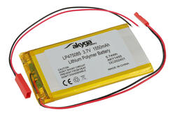 Akumulator; Li-Po; LP475085; 3,7V; 1550mAh; 4,7x50x85mm; Zabezpieczenie PCM; konektor+ gniazdo 2,54*2piny; AKYGA; RoHS