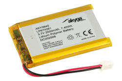 Akumulator; Li-Po; LP674261; 3,7V; 2000mAh; Zabezpieczenie PCM; 2 piny; konektor; z przewodem; AKYGA; RoHS