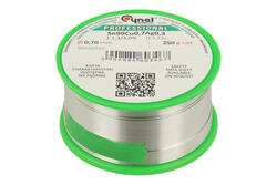 Spoiwo lutownicze; 0,7mm; szpulka 0,25kg; SAC0307/0,70/0,25; bezołowiowe; Sn99Cu0,7Ag0,3; Cynel; drut; 1.1.3/3/3.0%; cyna Spoiwo lutownicze; 0,7mm; szpulka 0,25kg; SAC0307/0,70/0,25; bezołowiowe; Sn99Cu0,7Ag0,3; Cynel; drut; 1.1.3/3/3.0%; cyna