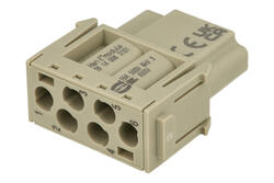 Socket; Han E; 09140063101; 6 ways; 16A; polycarbonate; straight; screw; 16A; 500V; grey; 0,14÷4mm2; Harting; RoHS