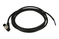 Wtyk z przewodem; KLS15-M12A-P19-04-PUR-L2.0M-B-U; M12-4p; 4 tory; kątowe 90°; z przewodem 2m; 0,25mm2; 6mm; czarny; IP67; 4A; 250V; KLS; RoHS