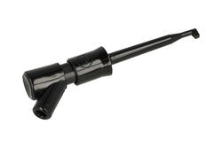 Chwytak pomiarowy; KLEPS2-BU 973 501 100; haczykowy; 3,5mm; czarny; 66mm; wtykany (gniazdo bananowe 2mm); 6A; 60V; mosiądz złocony; PBT; Hirschmann; RoHS