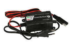 Charger; acid-lead rechargeable batteries; CBC-1 v2; 6÷12V DC; 1A; 12W; crocodile clips isolated; cord end terminal ring M8; 230V AC; everActive Charger; acid-lead rechargeable batteries; CBC-1 v2; 6÷12V DC; 1A; 12W; crocodile clips isolated; cord end terminal ring M8; 230V AC; everActive